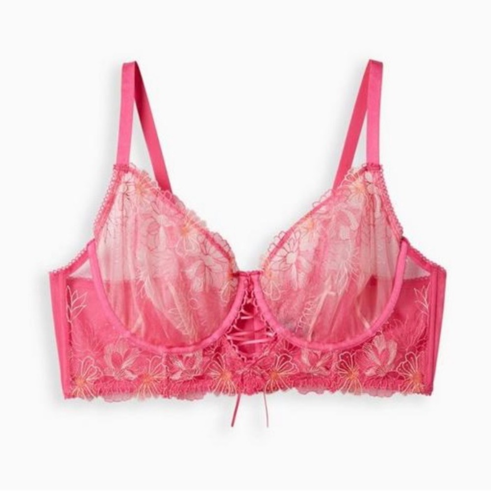 Torrid Floral Pink Mesh Bra - Size 2